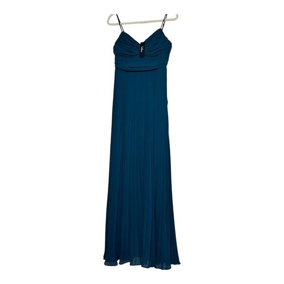 Lulus Sensational Charmer Teal Blue Pleated Sleeveless Maxi Dress Wedding Size M - Picture 7 of 16